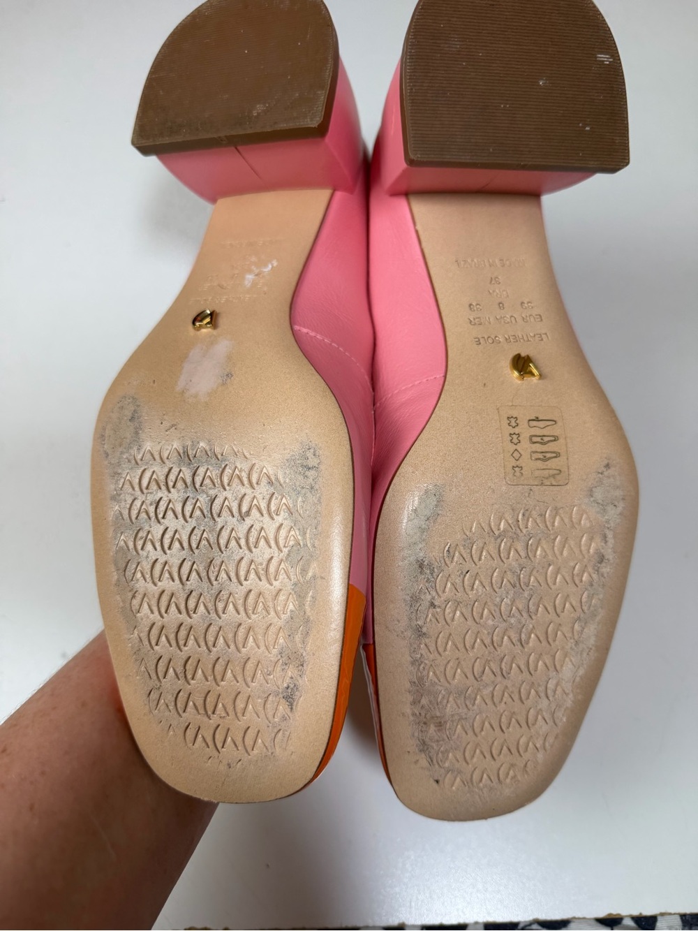 Vicenza Anthropologie Leather Colorblock Versatile Mary Jane Buckle Heels Sz 8 - Picture 14 of 16
